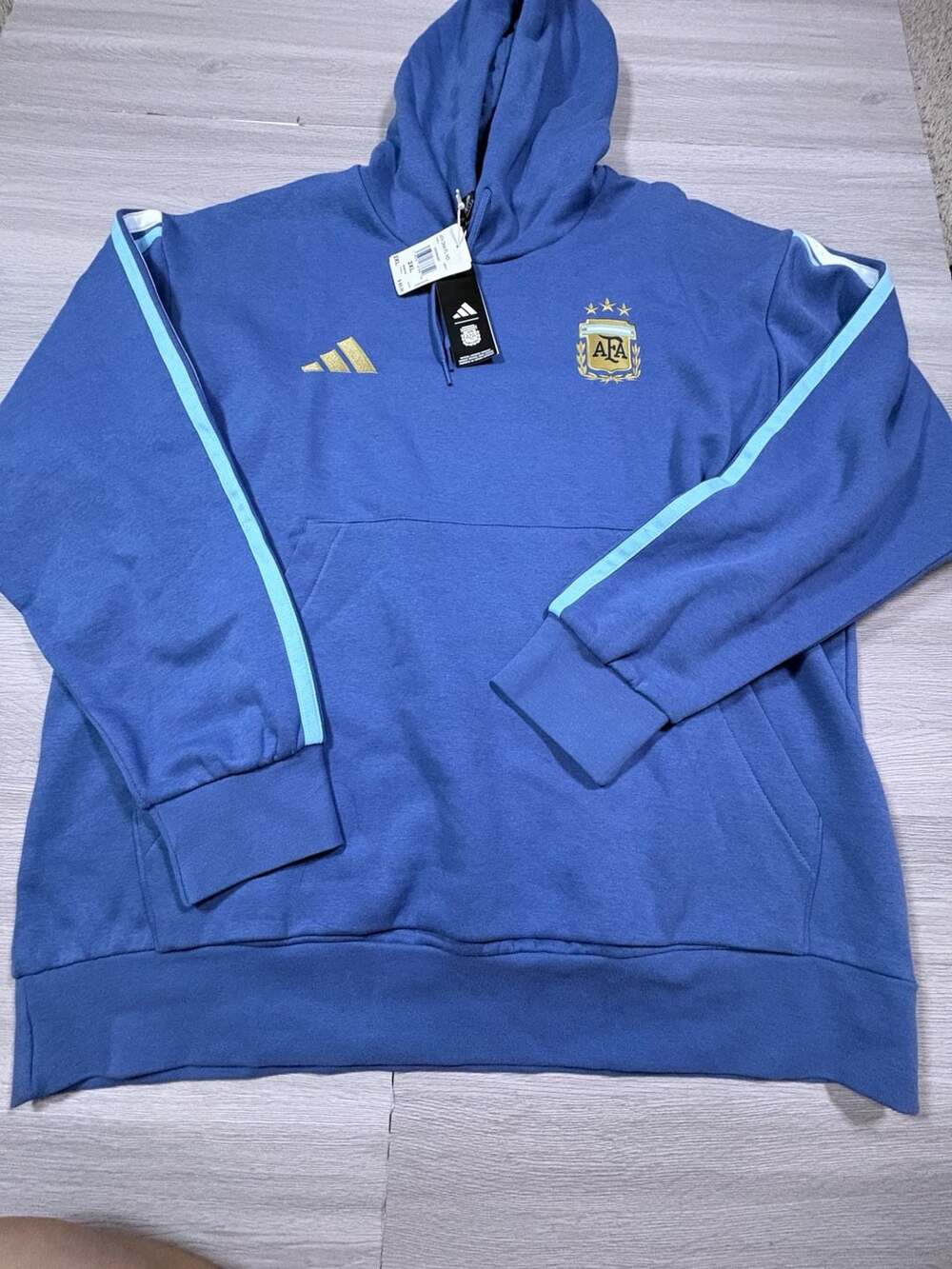 Adidas Argentina DNA Fleece Hoodie Size 2XL Blue